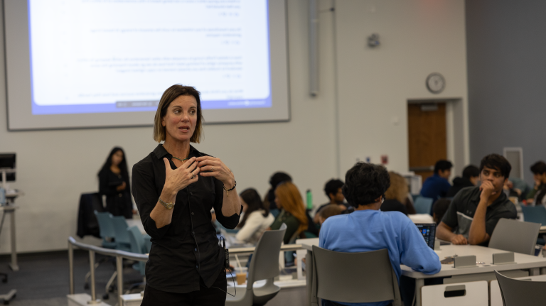 Jennifer Mulveny speaks to a class of U.N.C. Chapel Hill students.